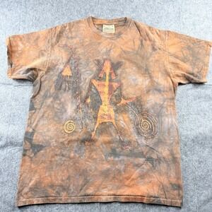 The Mountain T-Shirt Tie Dye Graphic Print Size Large Tribal Cave Drawing